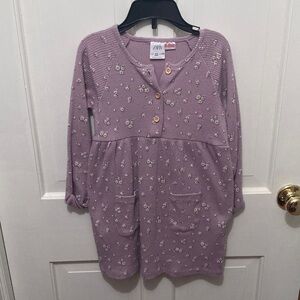 Zara 4-5 years Lilac Floral Ribbed dress
